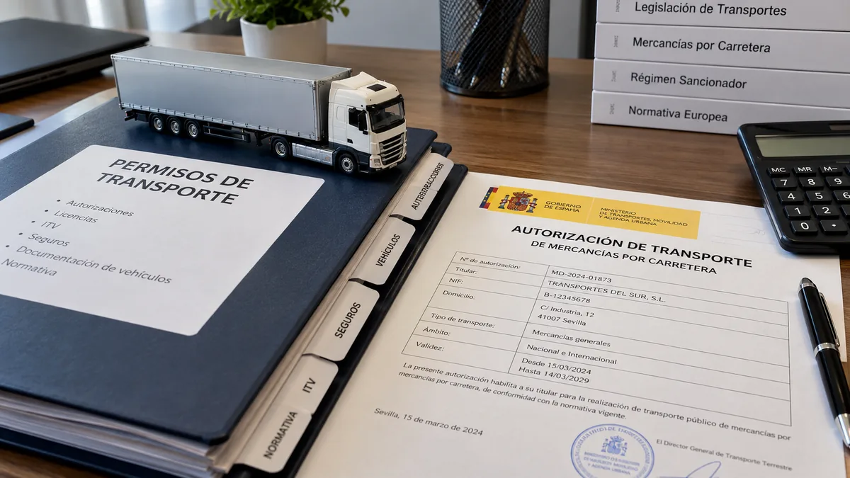 Carpeta de documentación y autorización de transporte para la tarjeta de mercancías