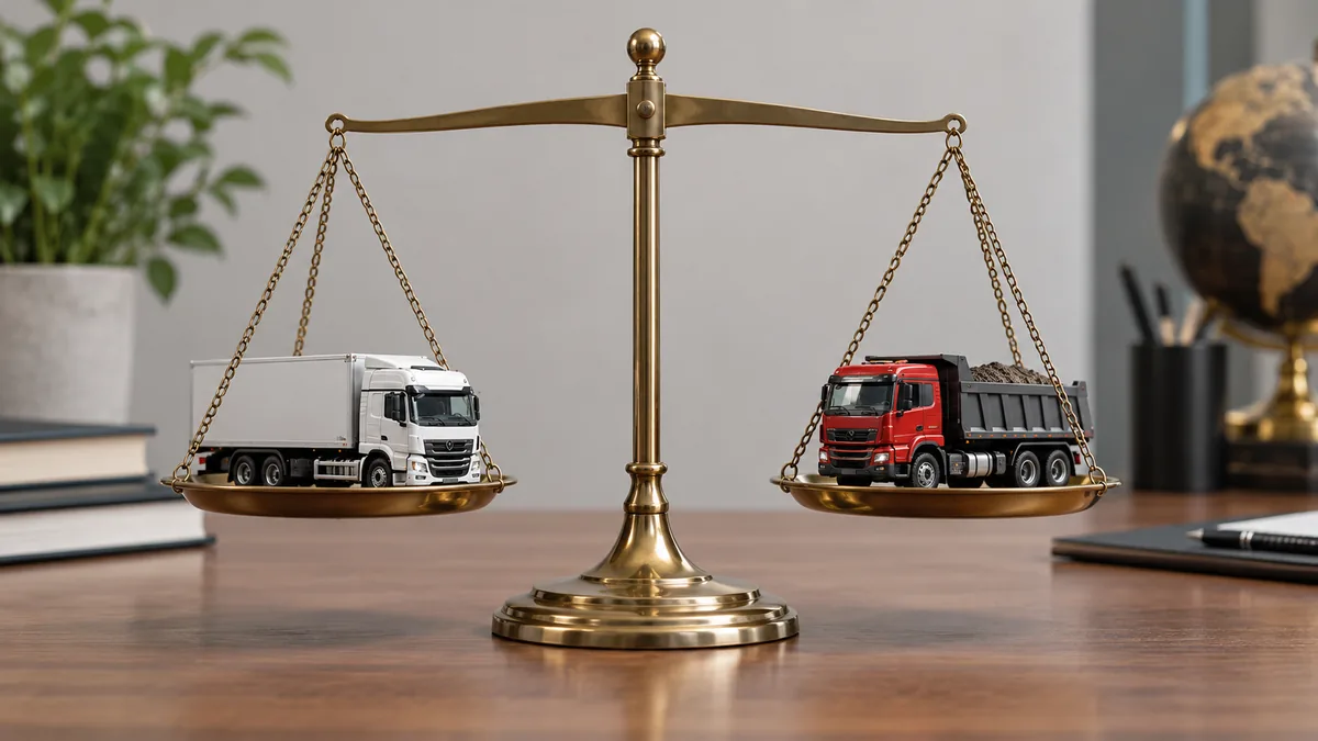 Cooperativa de transporte vs trabajar solo: balanza comparando ambas opciones para el autónomo
