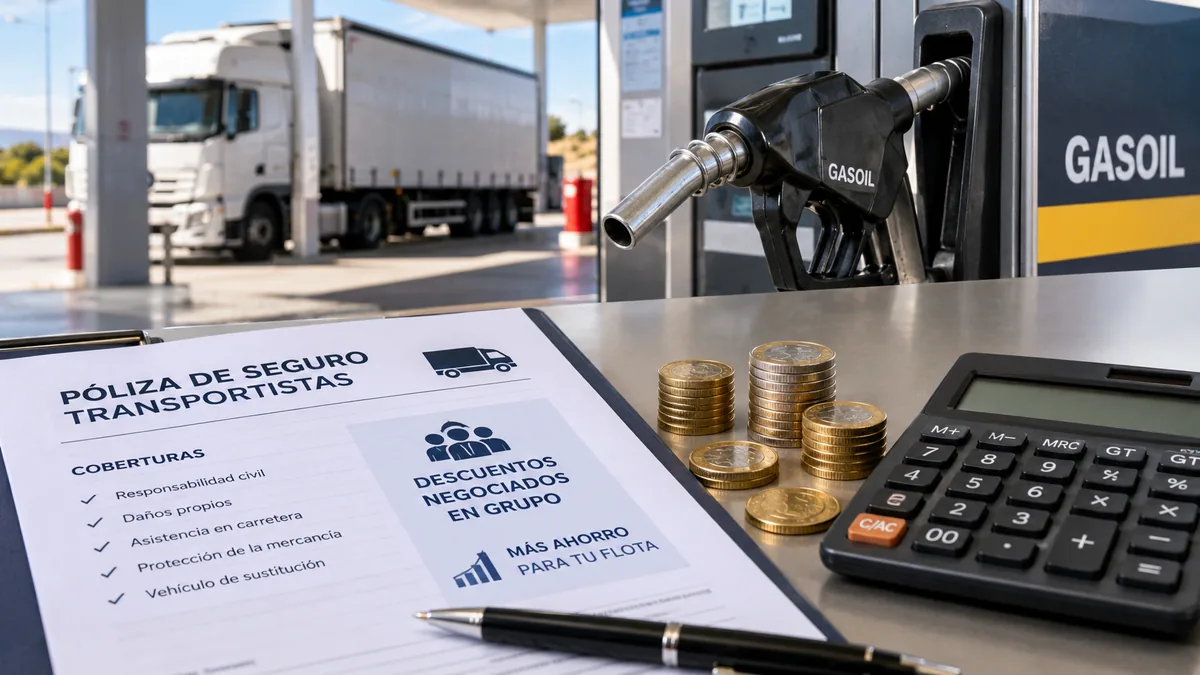 Gasoil y póliza de seguro con descuentos en grupo, ahorro del socio de una cooperativa de transporte