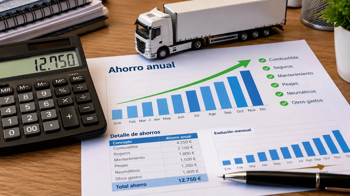 Cuánto ahorra un transportista autónomo: gráfico de ahorro anual de 12.750 euros en una cooperativa