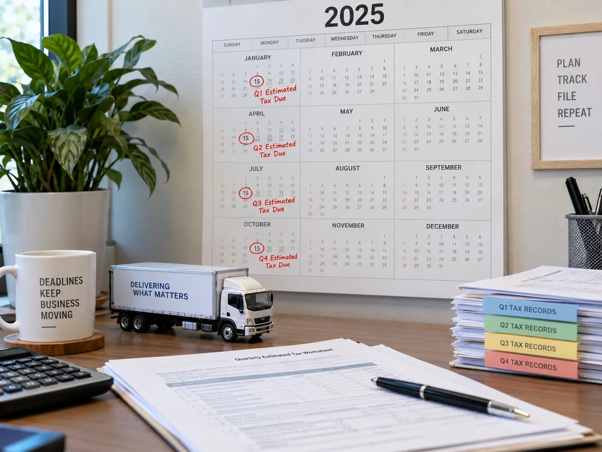 Calendario con los plazos de presentación de las declaraciones trimestrales del transportista
