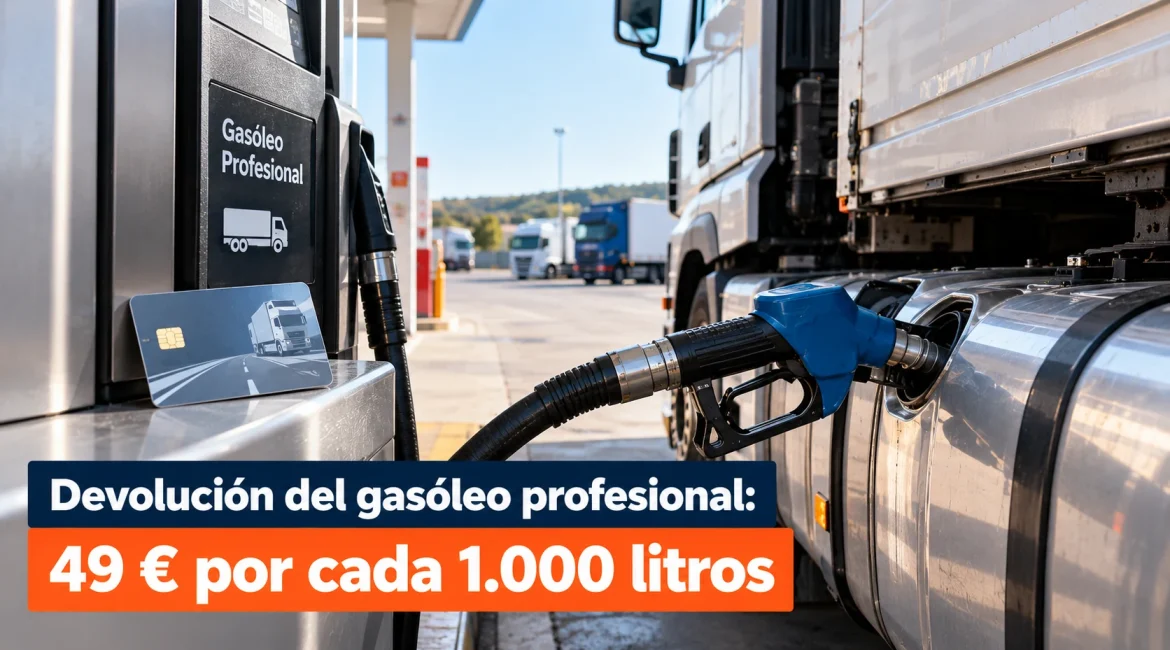 Devolución del gasóleo profesional: 49 € por cada 1.000 litros