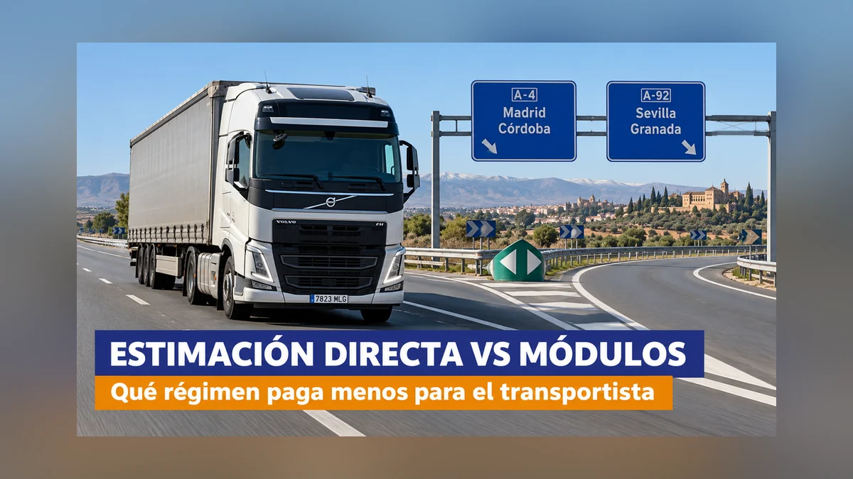 Estimación directa vs módulos para el transportista: camión en autovía con señalización española