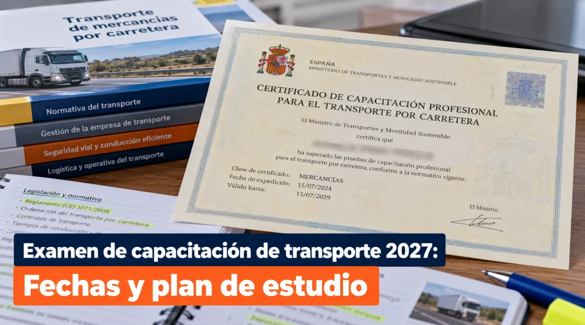 Examen de capacitación de transporte 2027: fechas y plan de estudio
