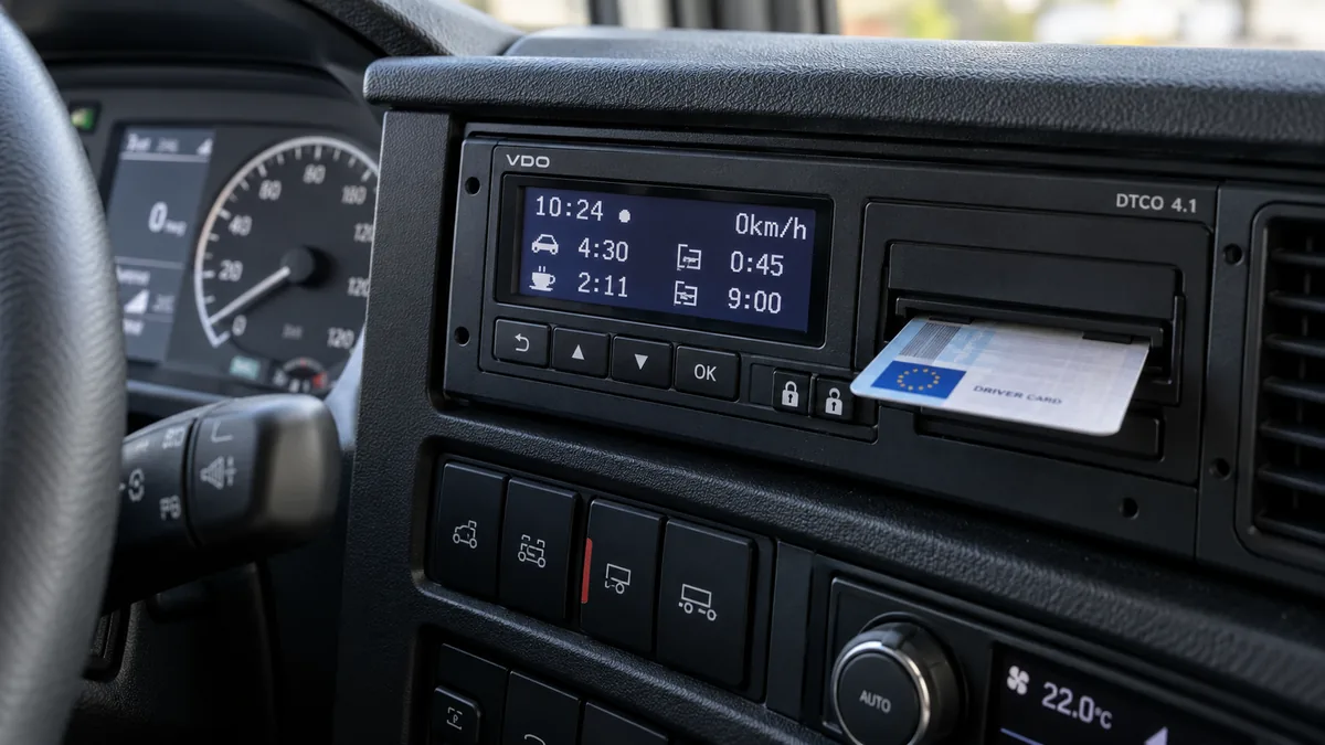Tacógrafo digital del camión, uno de los puntos que comprueban las inspecciones de transporte