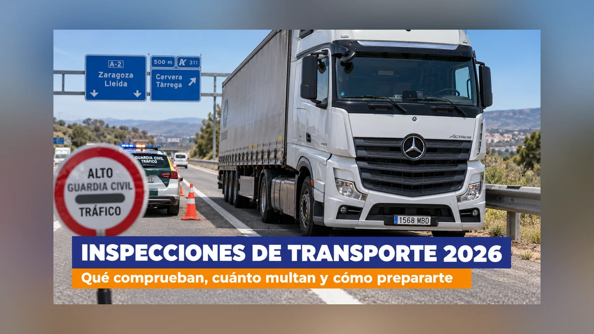 Inspecciones de transporte en 2026: control de la Guardia Civil de Tráfico a un camión en carretera