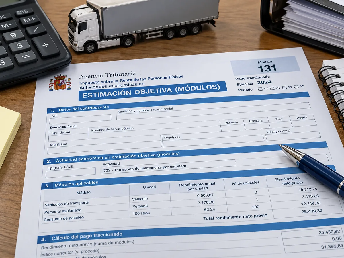 Modelo 131 de estimación objetiva por módulos de la Agencia Tributaria para el transporte