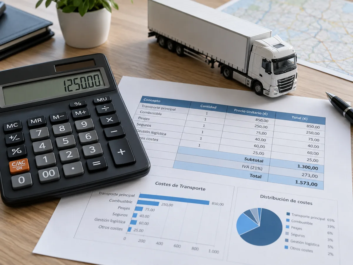 Cálculo del rendimiento en módulos de transporte con calculadora y gráficos de costes