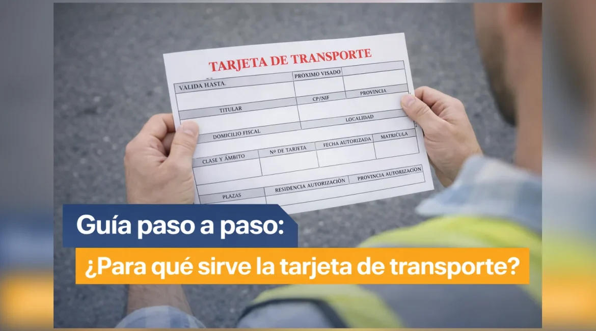 Para qué sirve la tarjeta de transporte de mercancías: documento junto a un camión