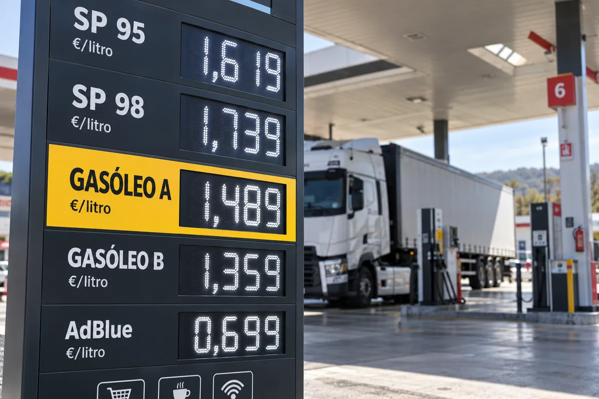 Surtidor repostando un camión, impacto del combustible en los costes del autónomo