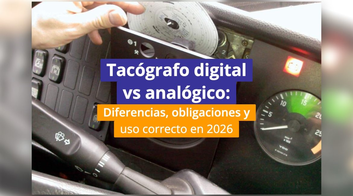 Conductor introduciendo el disco diagrama en un tacógrafo analógico