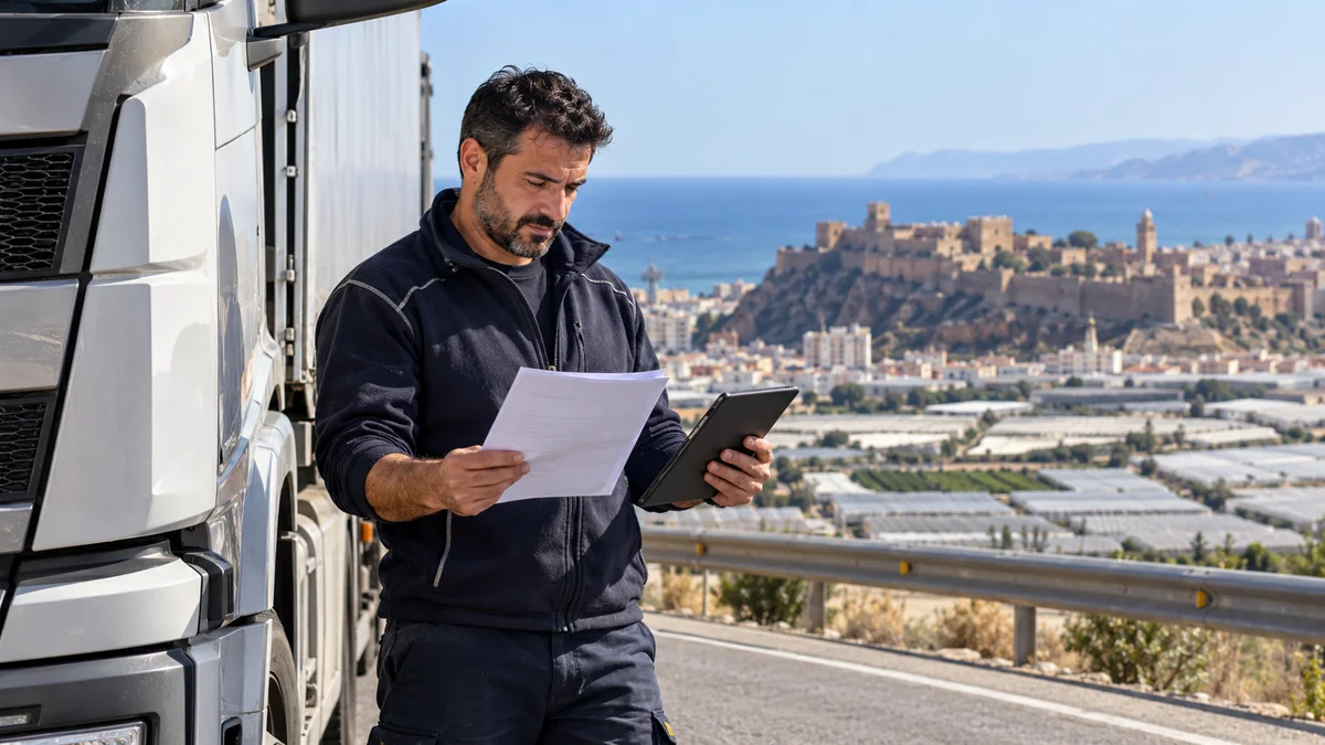 Transportista obteniendo la tarjeta de transporte de mercancías en Almería