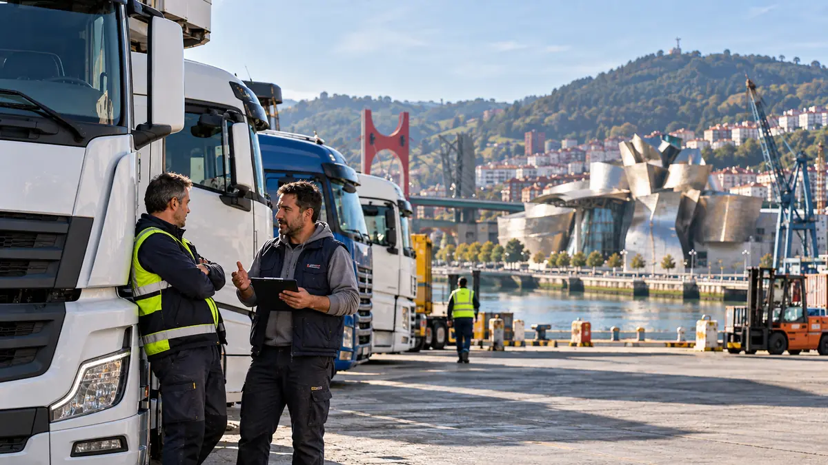 Flota de una cooperativa de transporte en Bilbao