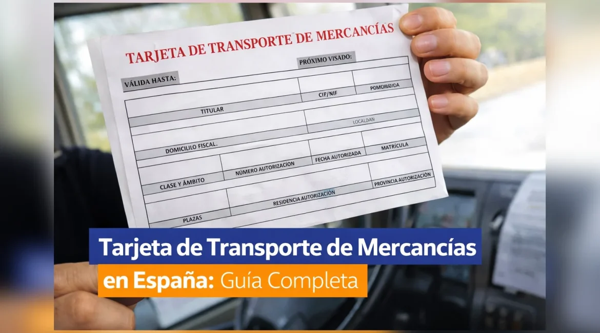 Tarjeta de transporte de mercancías en España: camión en una autovía española