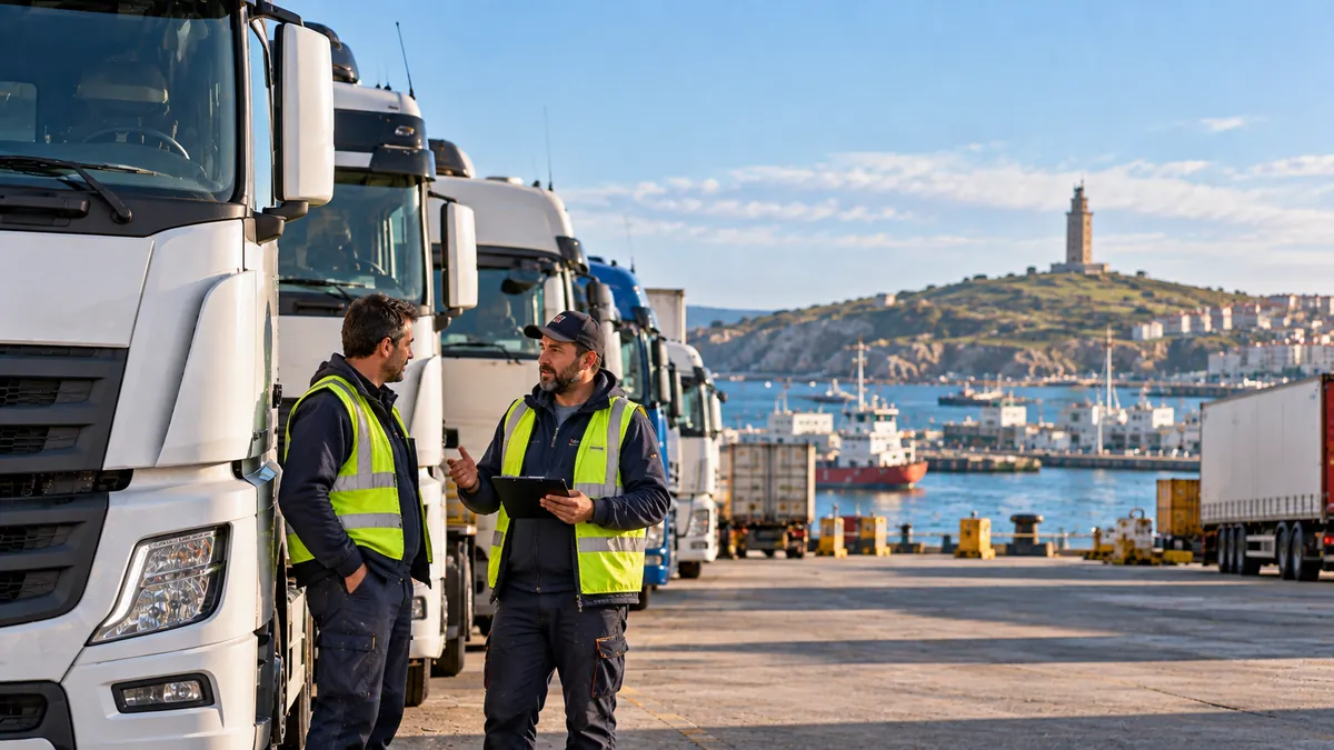 Flota de una cooperativa de transporte en A Coruña