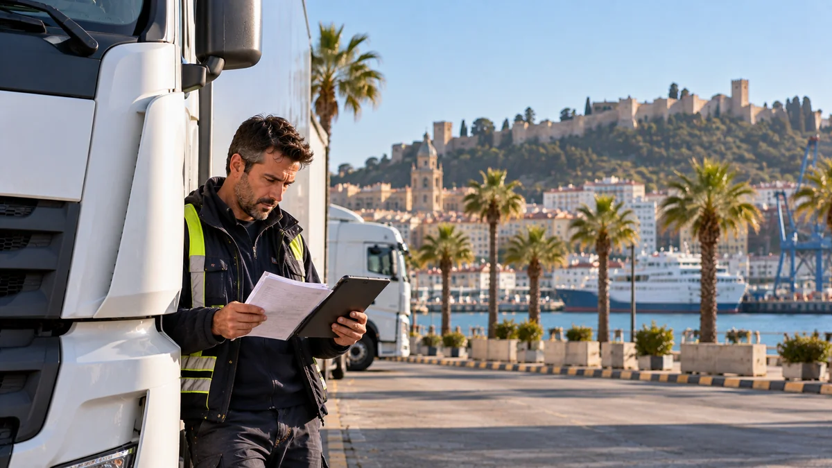 Transportista obteniendo la tarjeta de transporte de mercancías en Málaga