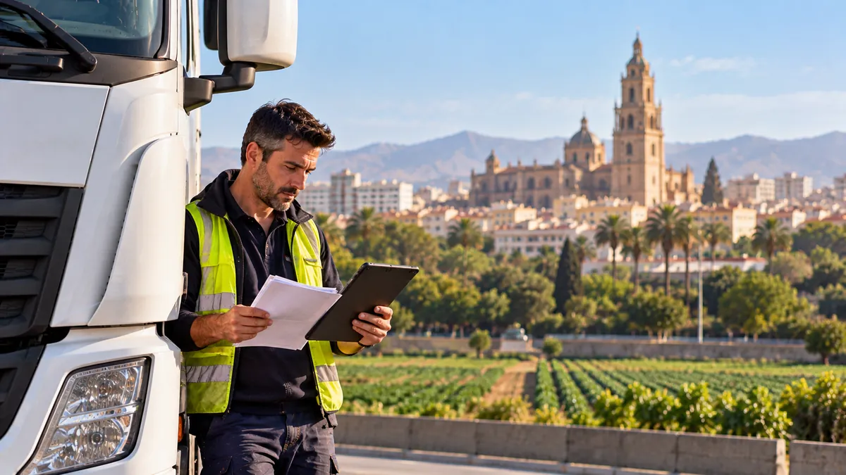 Transportista obteniendo la tarjeta de transporte de mercancías en Murcia