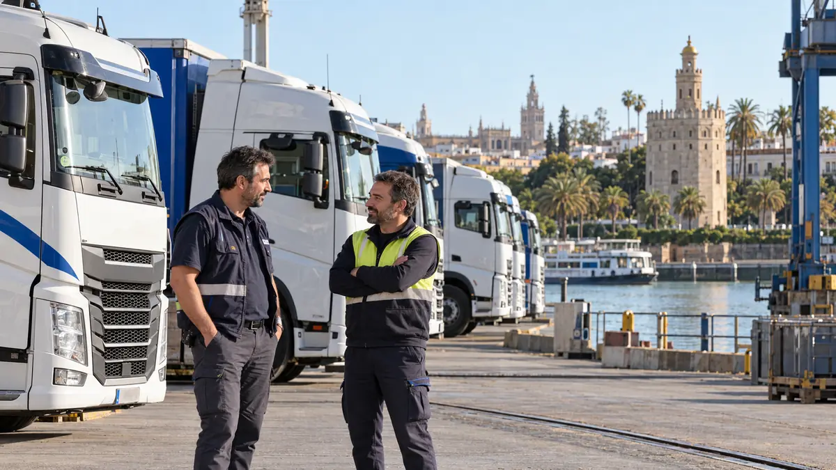 Flota de una cooperativa de transporte en Sevilla