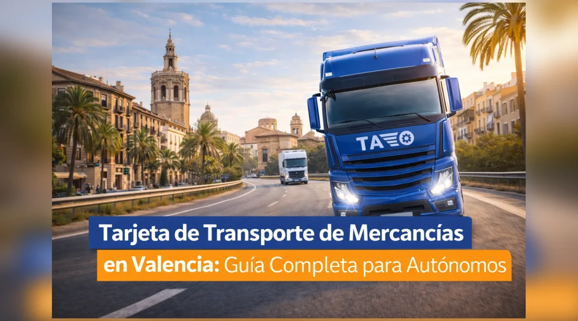 Tarjeta de transporte de mercancías en Valencia: camión en una avenida de Valencia