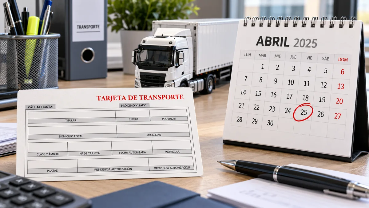 Tarjeta de transporte junto a un calendario con la fecha del próximo visado